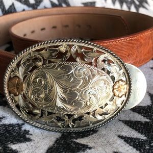 Justin’s Lizard Skin Belt Sterling Filigree Buckle